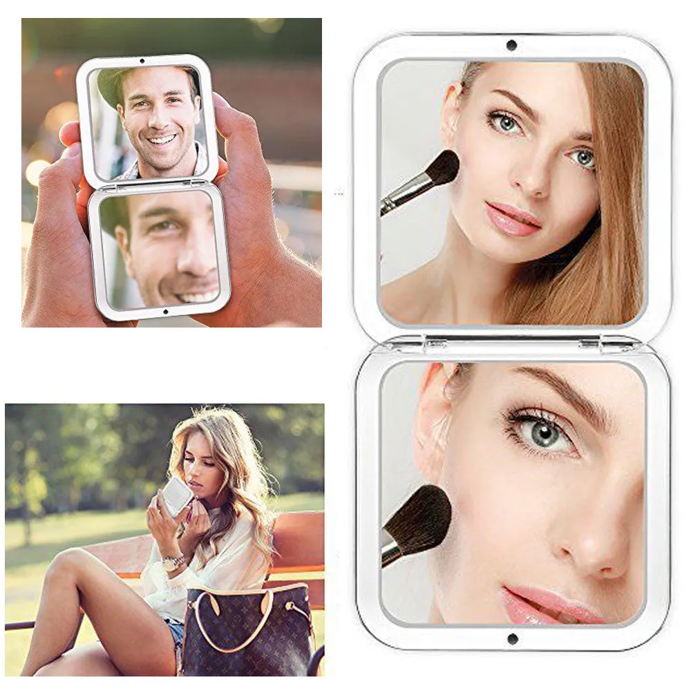 1 Double Sided Folding Mirror Compact Magnifying Travel Cosmetic Makeup Handheld