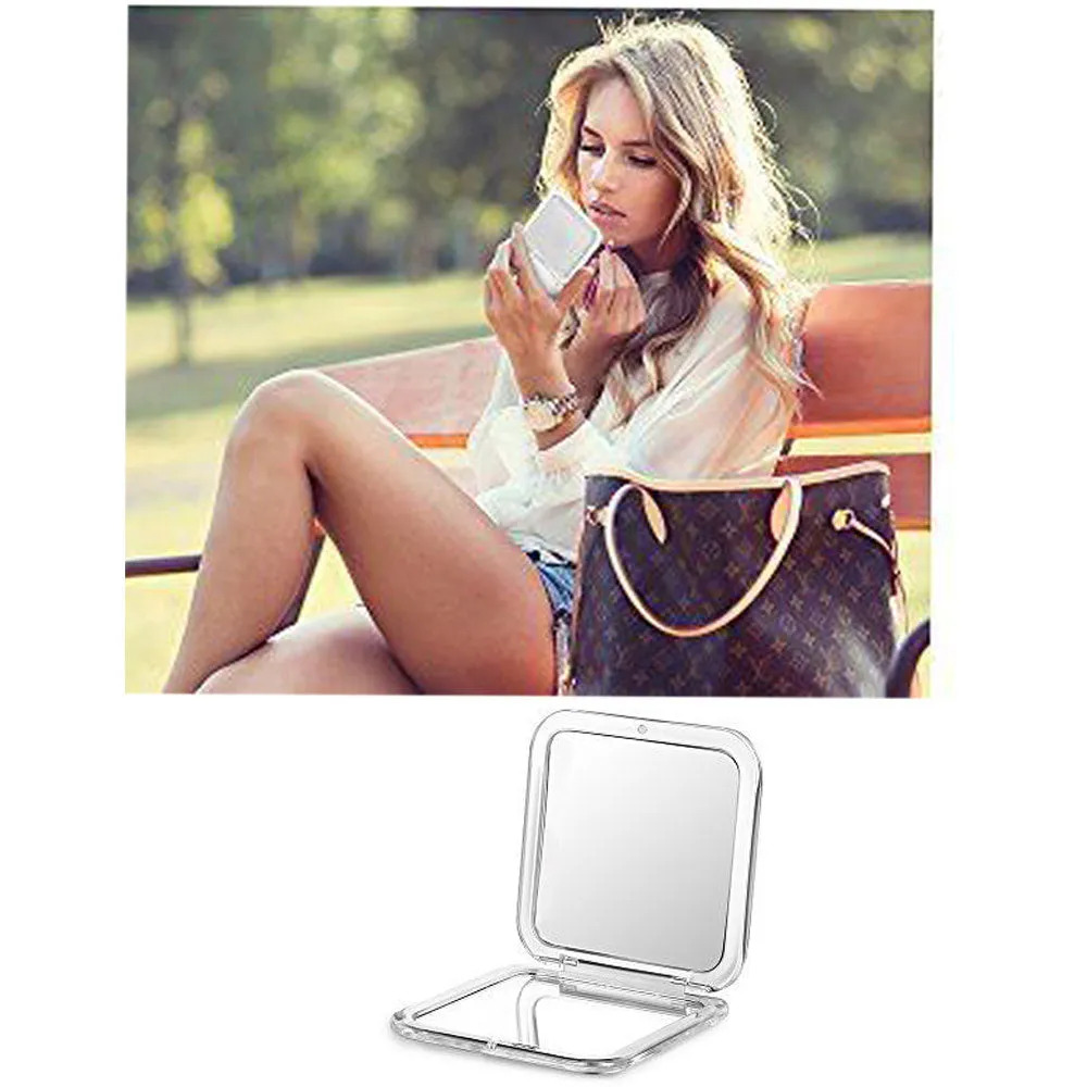 1 Double Sided Folding Mirror Compact Magnifying Travel Cosmetic Makeup Handheld