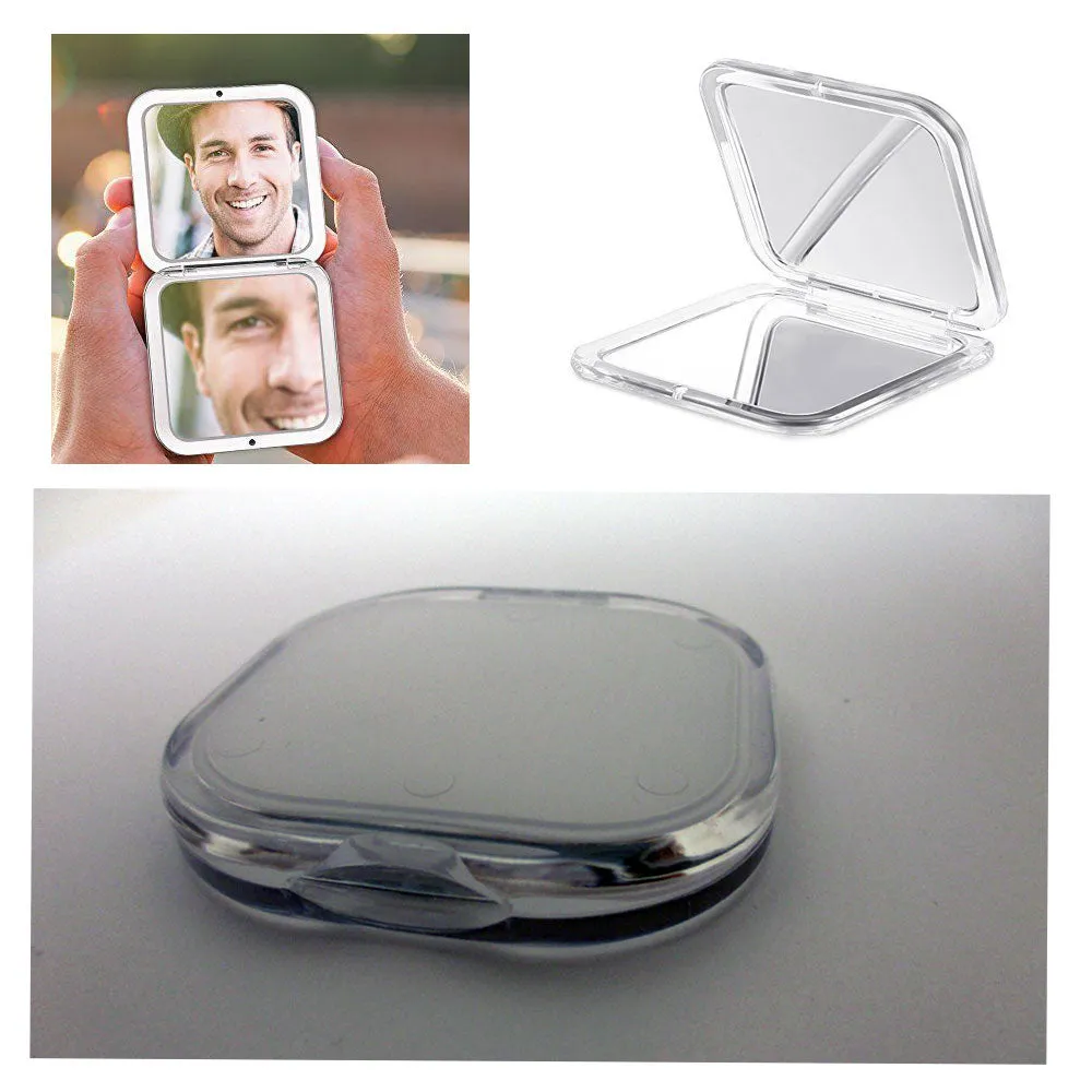 1 Double Sided Folding Mirror Compact Magnifying Travel Cosmetic Makeup Handheld
