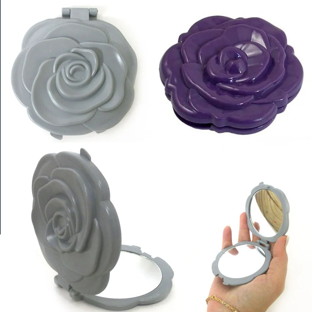 2 Pc Rose Magnifiying Makeup Pocket Small Mirror Portable Women Cosmetic Travel