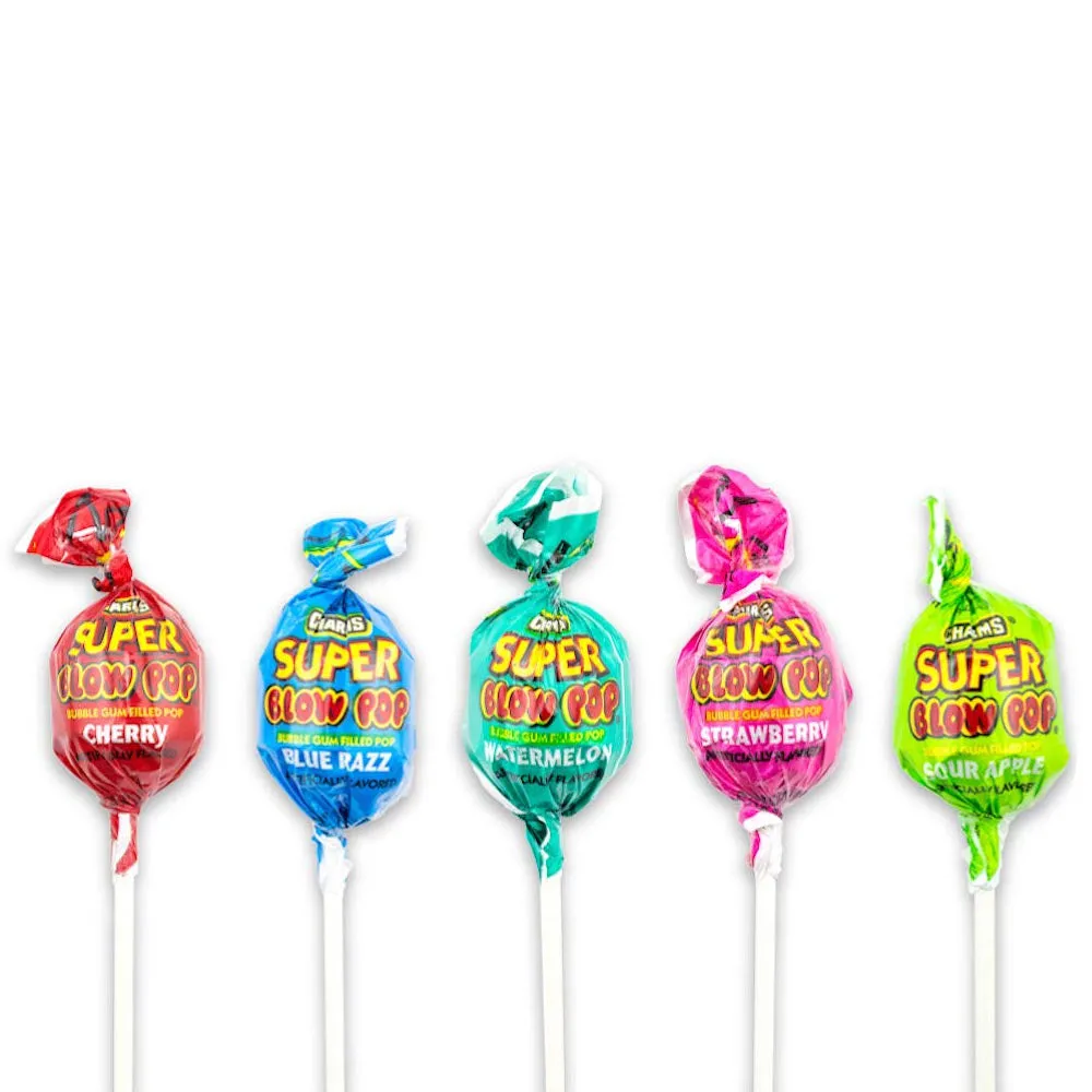 8 PC SUPER Blow Pops Charms Lollipops Sucker Stick Candy Gum Assorted Flavors