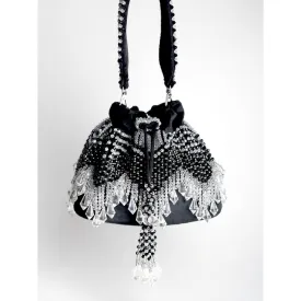 Adora By Ankita Black Kristal Flapper Bucket Bag