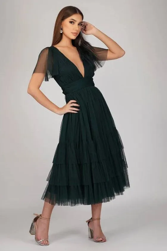Collection Limited-Edition Waterfall Sleeve Tulle Dress