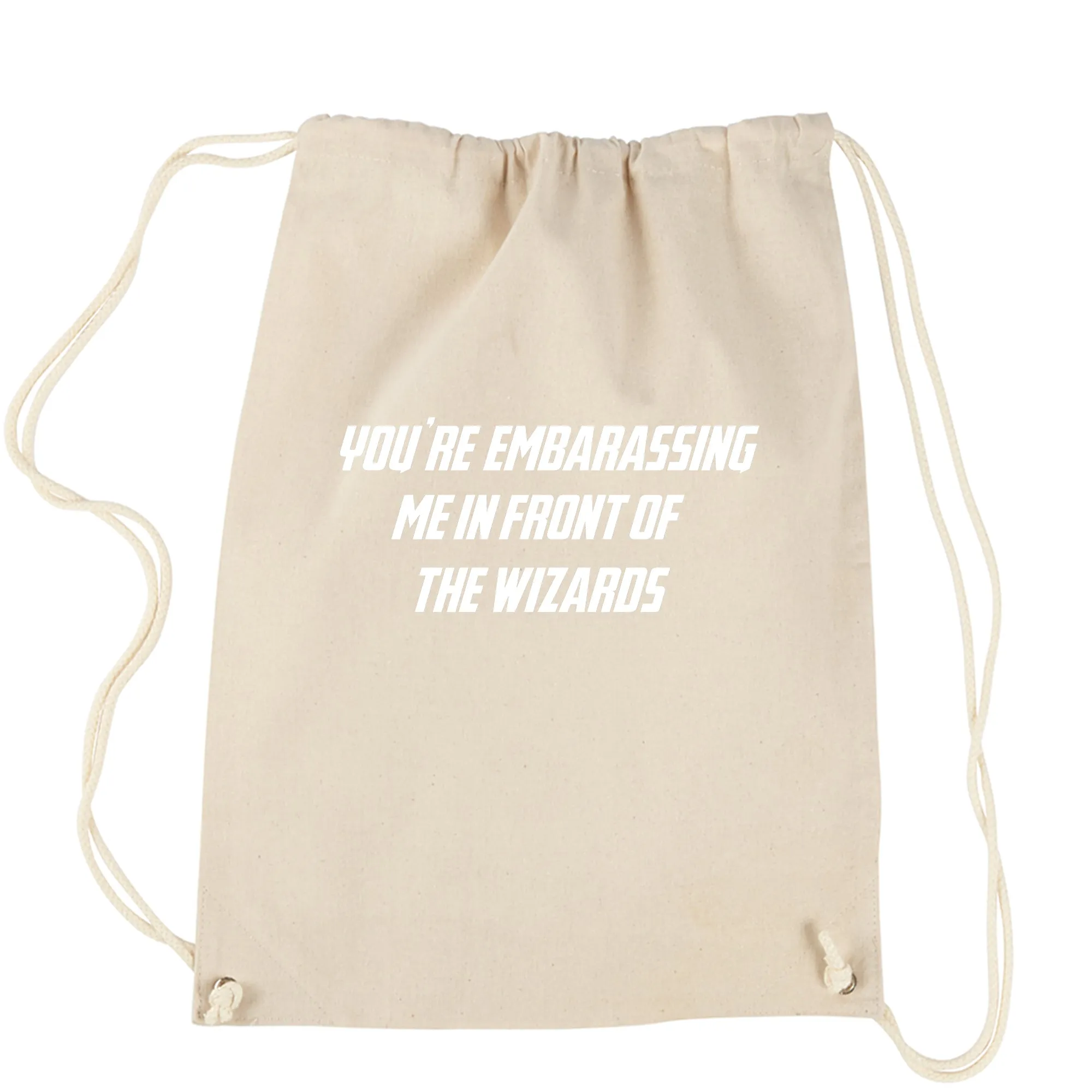 Embarassing Wizards Funny Wars of Infinity Quote Drawstring Backpack