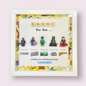 Father's Day 3D Lego Superhero Shadow Box Frame (5 Legos)
