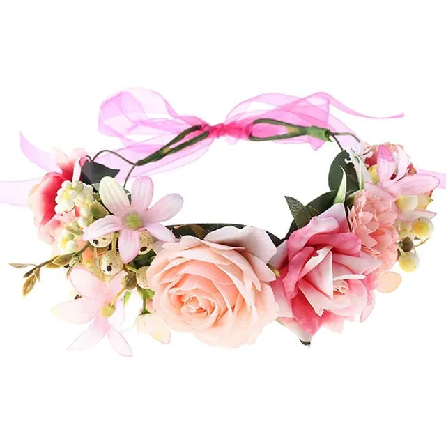 Floral Garland - Flower Girl Hair Accessories, Mixed Pinks