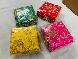 Handmade Embroidered Multicolor Shagun Box, Indian Wedding Gift Box, Wedding Favor Box In Small Size