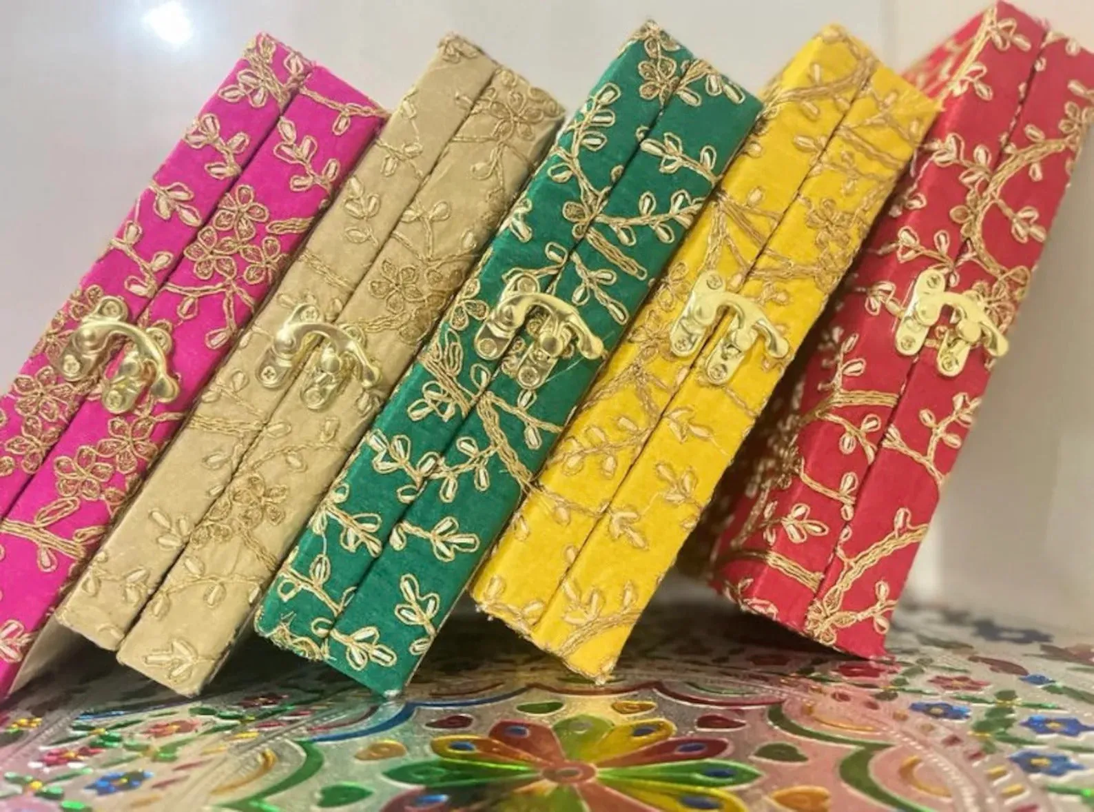 Handmade Embroidered Multicolor Shagun Box, Indian Wedding Gift Box, Wedding Favor Box