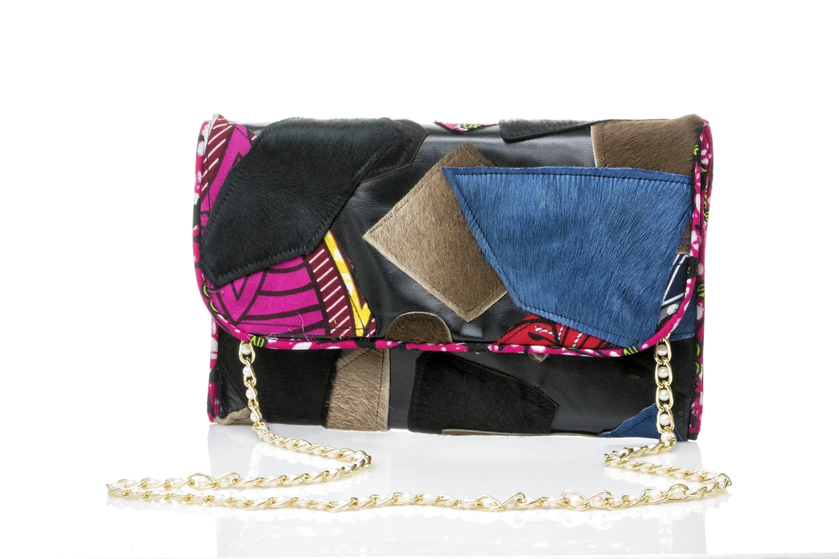 Mix Match Ankara Clutch (LEATHER)