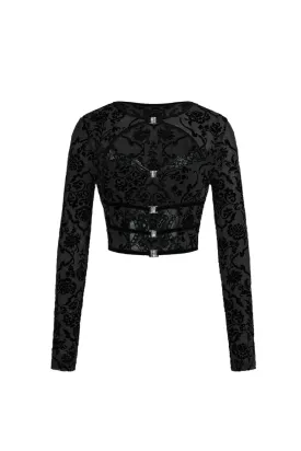 Needed Me Mesh Long Sleeve Top (Black)
