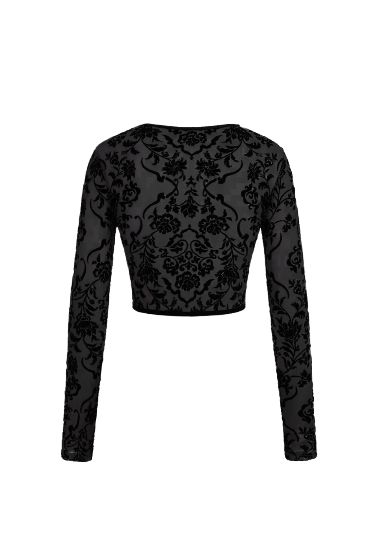 Needed Me Mesh Long Sleeve Top (Black)