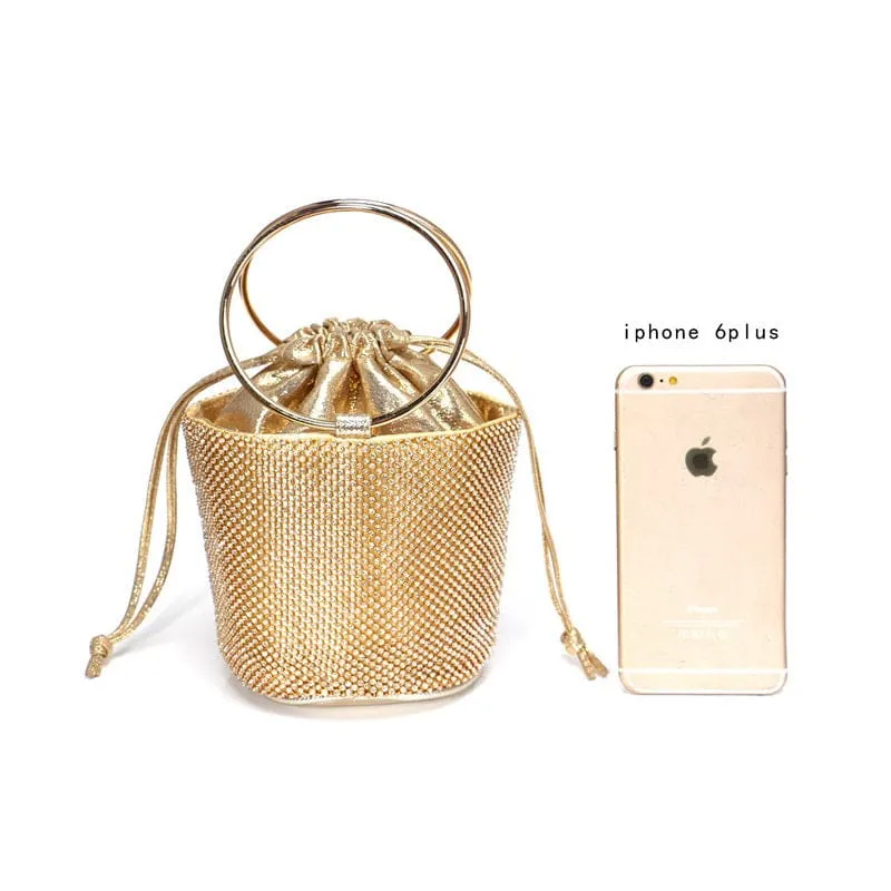 New Design Rhinestones Bucket Ladies Clutch Purse Evening Handbags