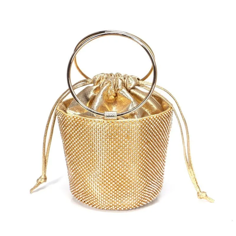 New Design Rhinestones Bucket Ladies Clutch Purse Evening Handbags