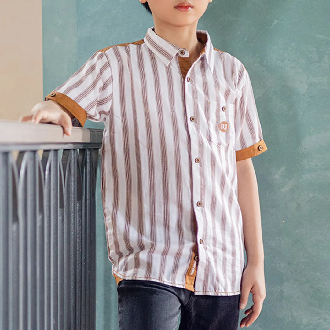 Shirt/ Kemeja Anak Laki/ Rodeo Junior Brown Striped Shirt