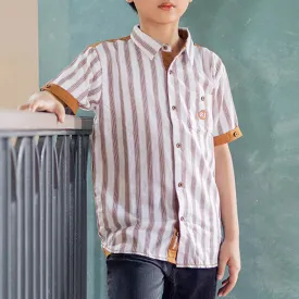 Shirt/ Kemeja Anak Laki/ Rodeo Junior Brown Striped Shirt