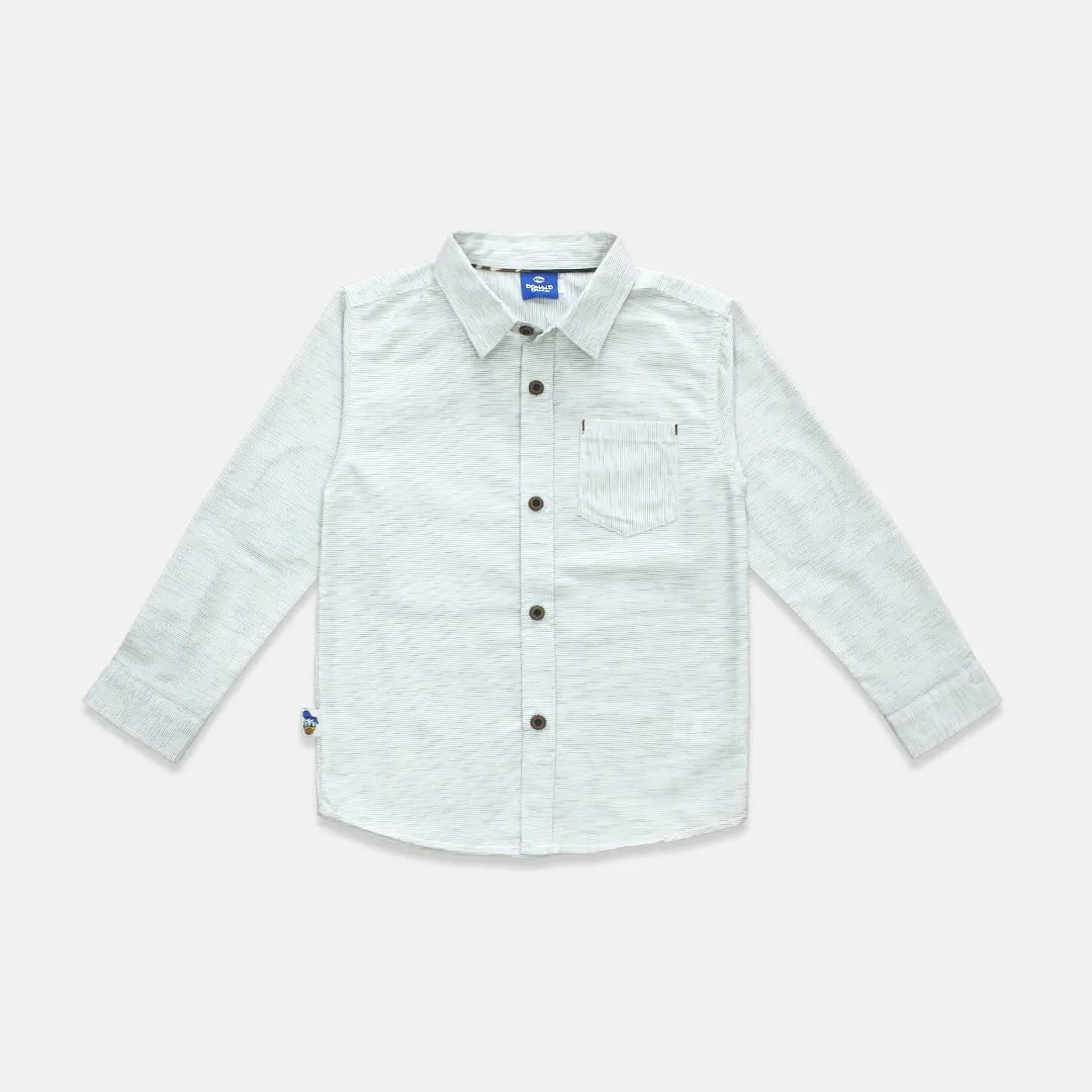 Shirt/ Kemeja Anak Laki White Green Striped/ Donald Duck Look Style