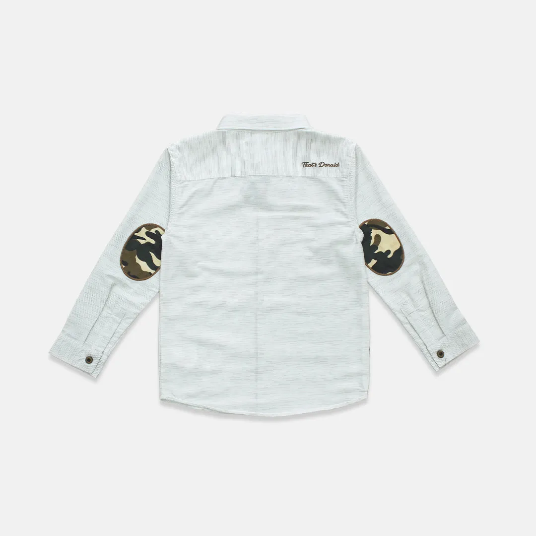 Shirt/ Kemeja Anak Laki White Green Striped/ Donald Duck Look Style