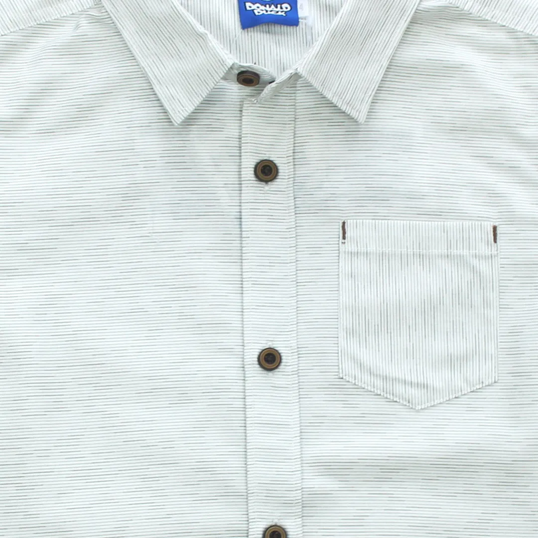 Shirt/ Kemeja Anak Laki White Green Striped/ Donald Duck Look Style