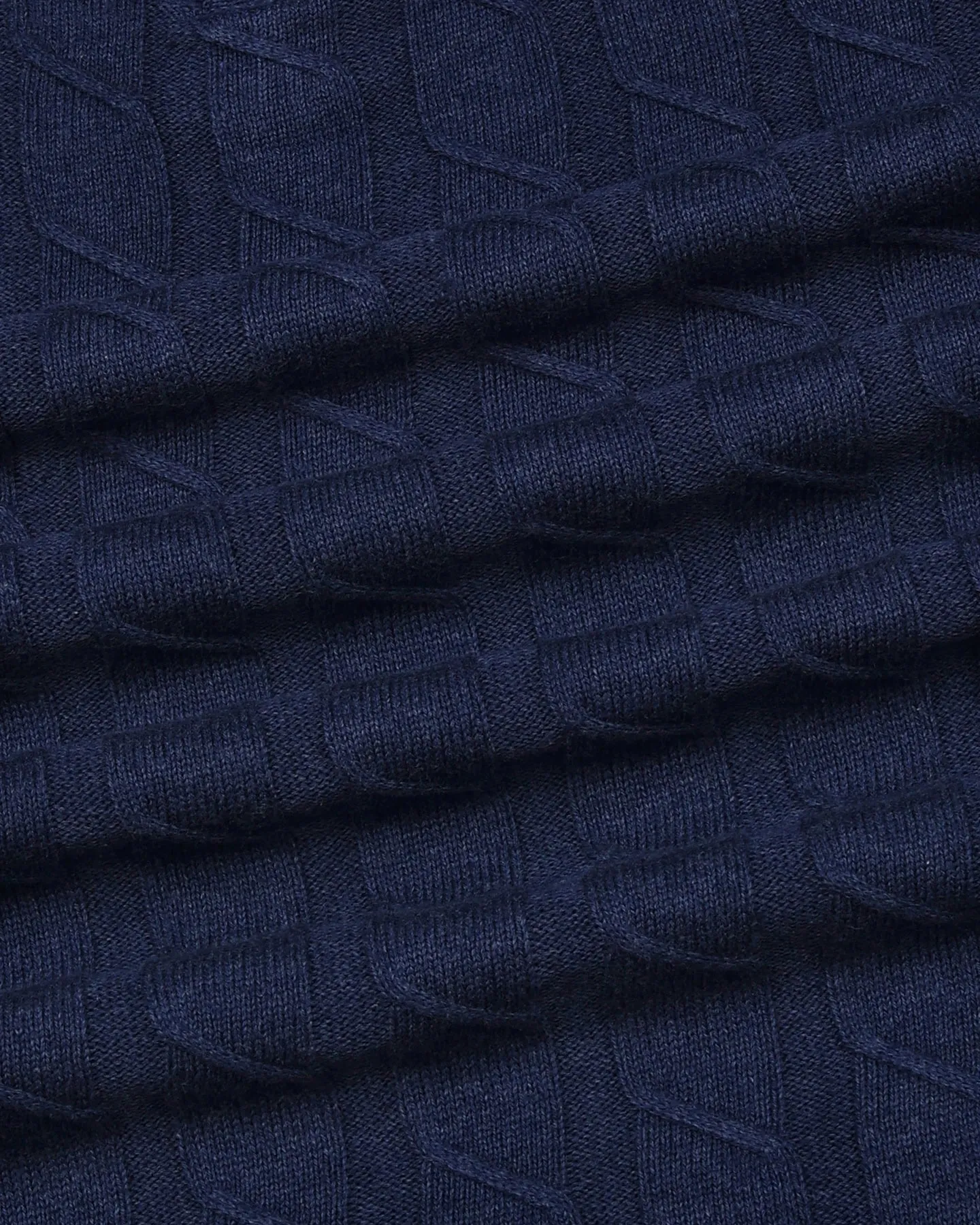 Tbesta NavyBlue Knitted Melange Cotton Zipper Polo T-Shirt